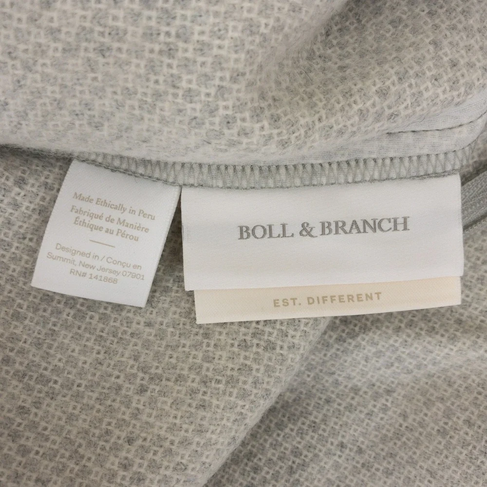Boll & Branch Reserve Pin Check Decorative Pillow Cover 14x34 Grey‎ Baby Alpaca